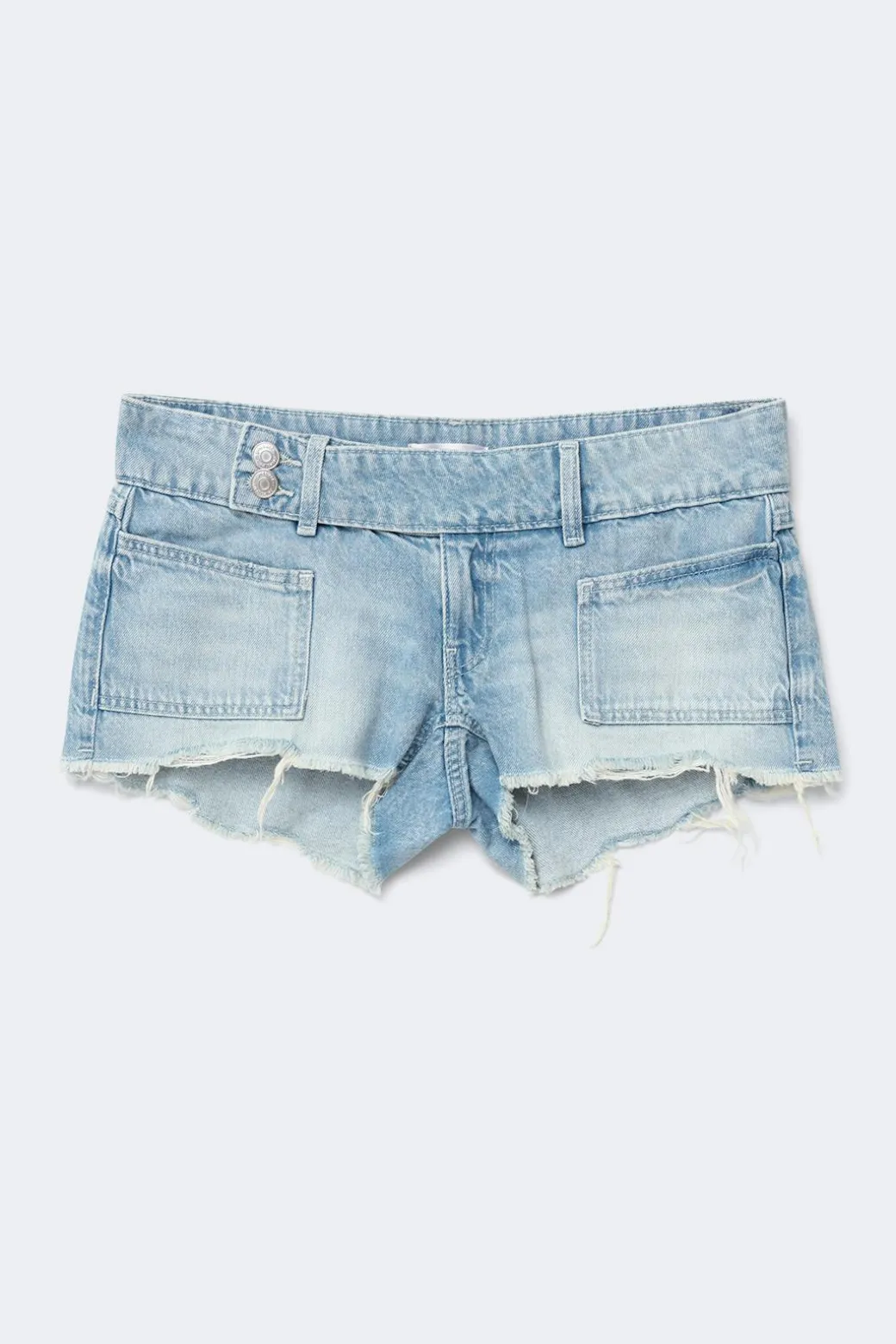 14+ pleated low denim shorts