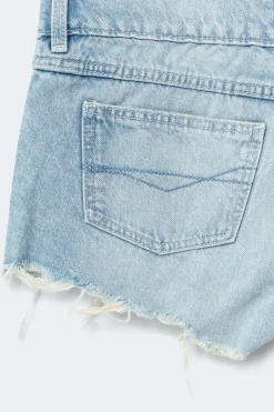 14+ pleated low denim shorts
