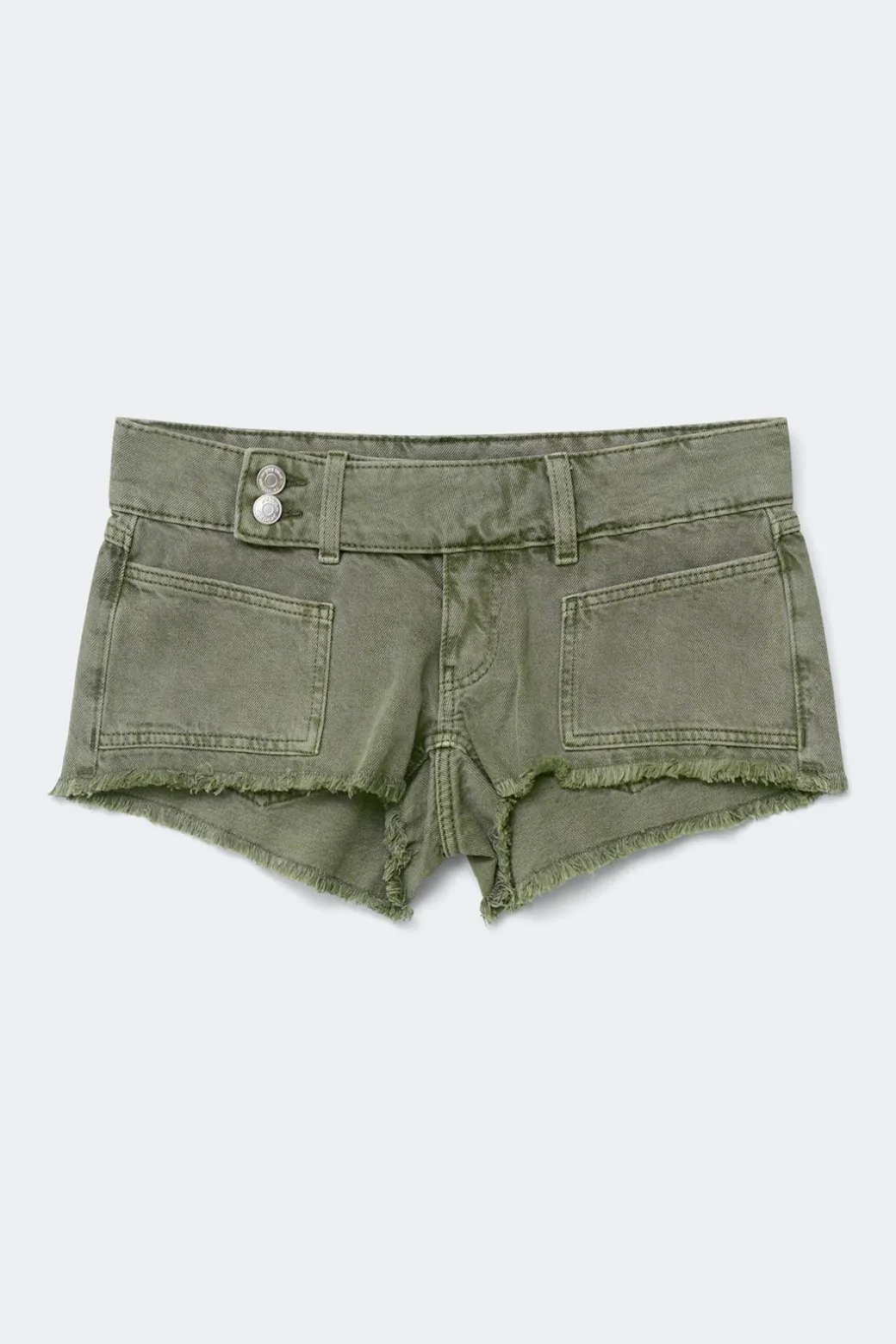 14+ pleated low denim shorts