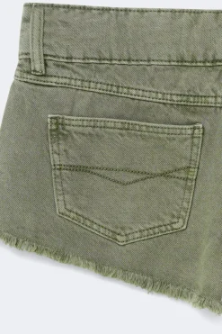14+ pleated low denim shorts