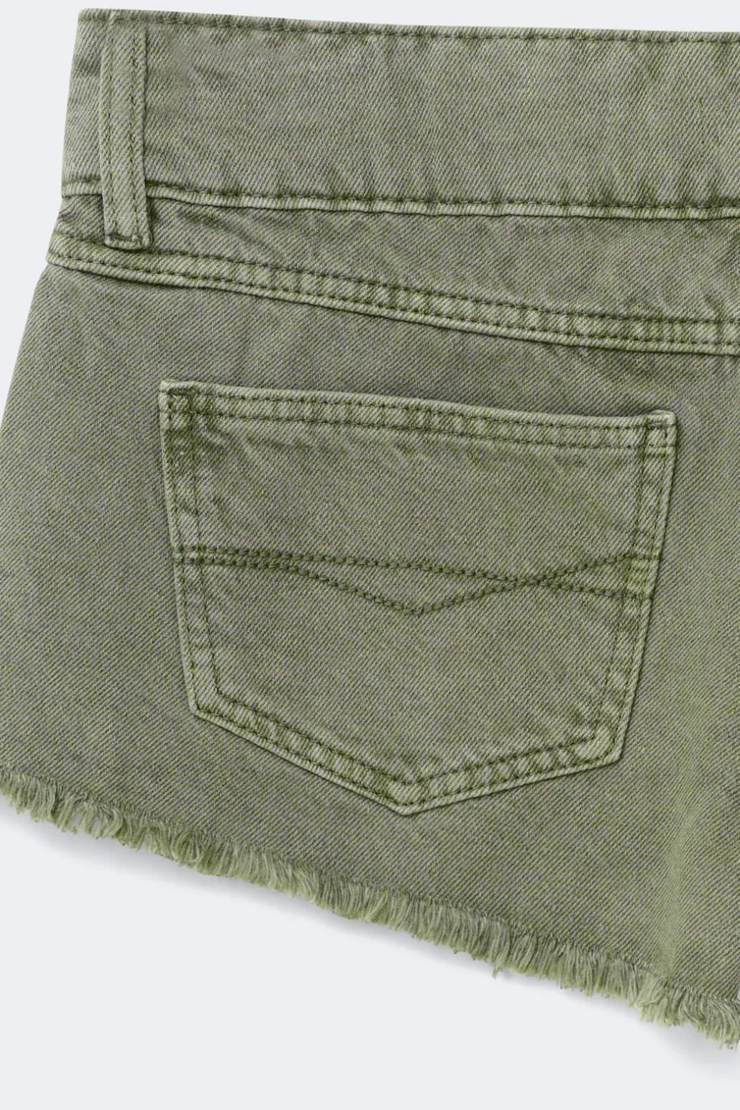 14+ pleated low denim shorts