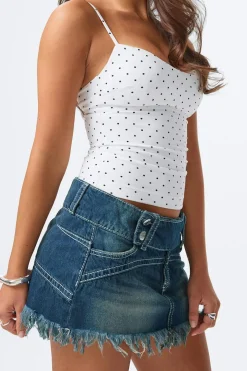 14+ pleated low denim skirt