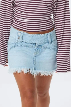 14+ pleated low denim skirt