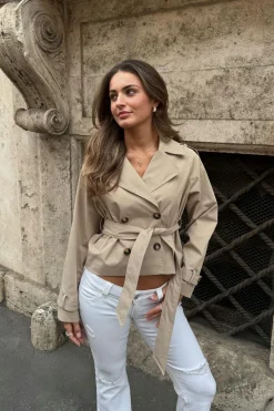 14+ short belted trench jacket