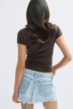14+ slay low denim skirt