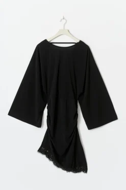 Asymmetric lace mini dress
