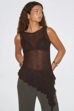 Asymmetric lace top