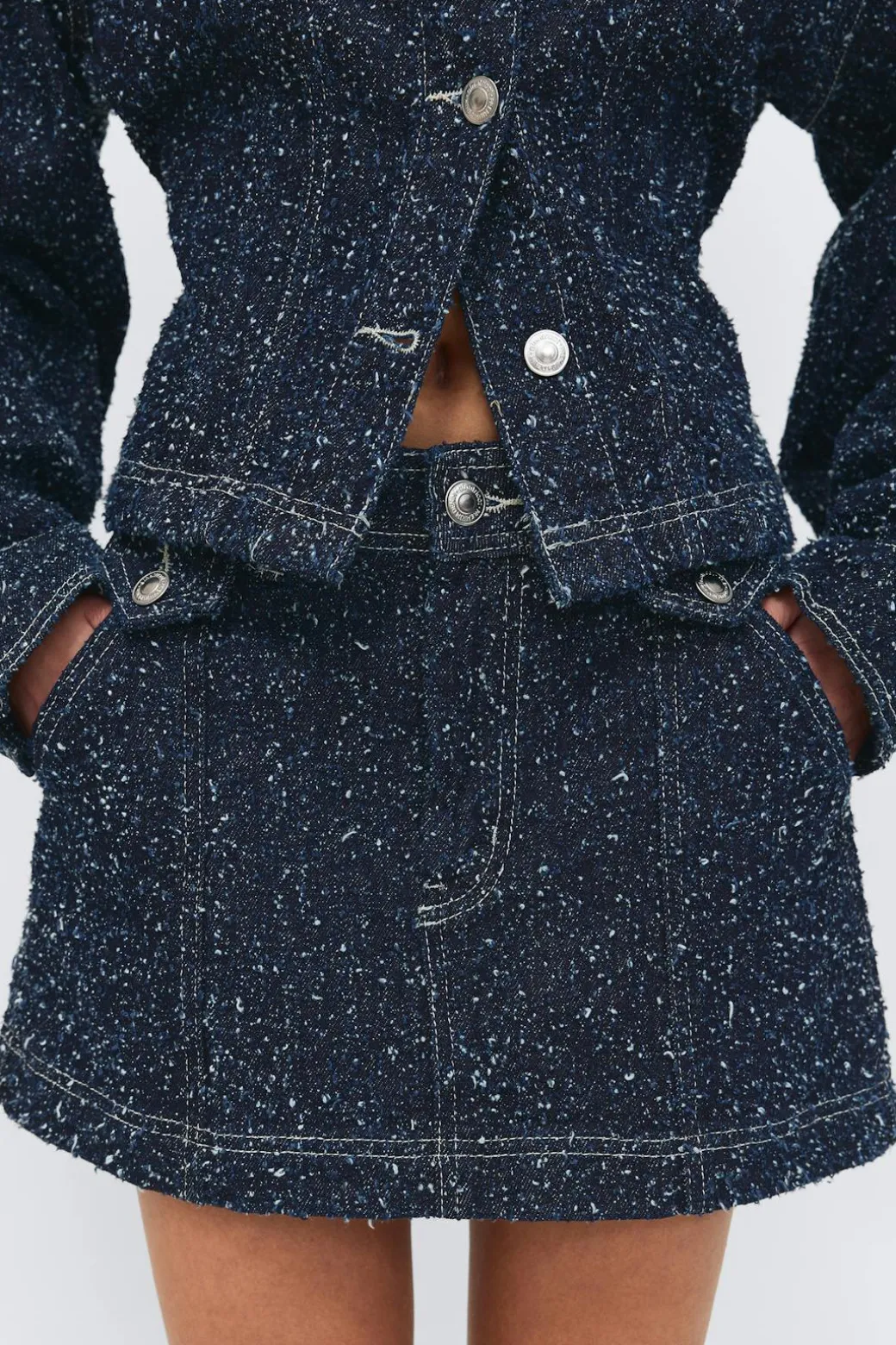 Boucle denim skirt