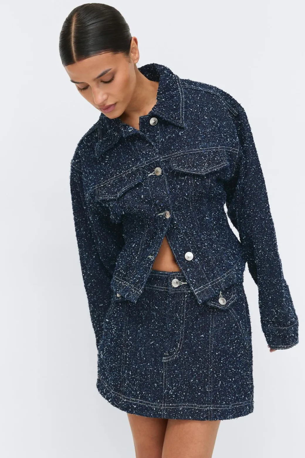 Boucle denim skirt