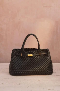 Braided top handle bag