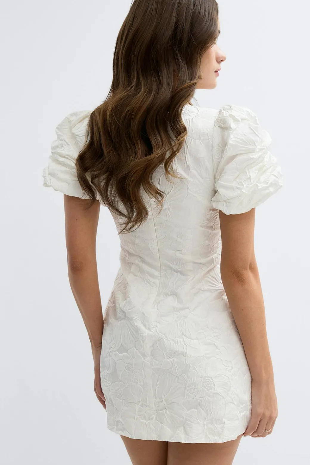 Brocade puffsleeve mini dress