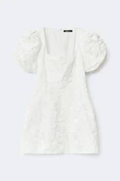 Brocade puffsleeve mini dress