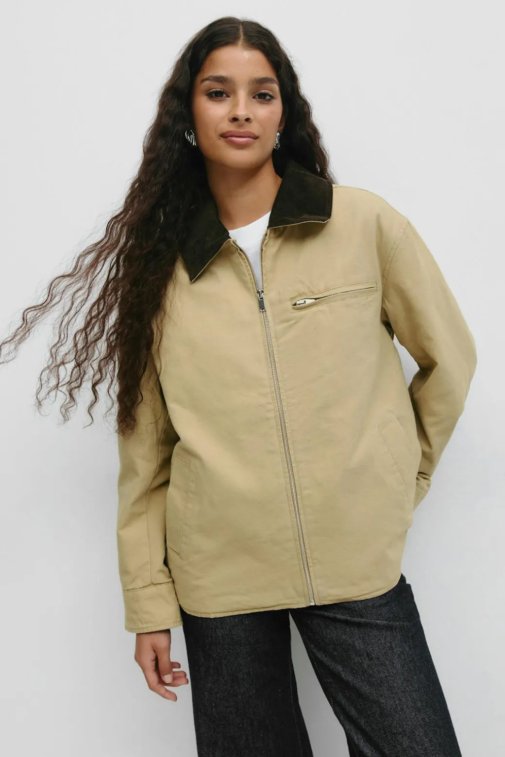 Corduroy collar jacket