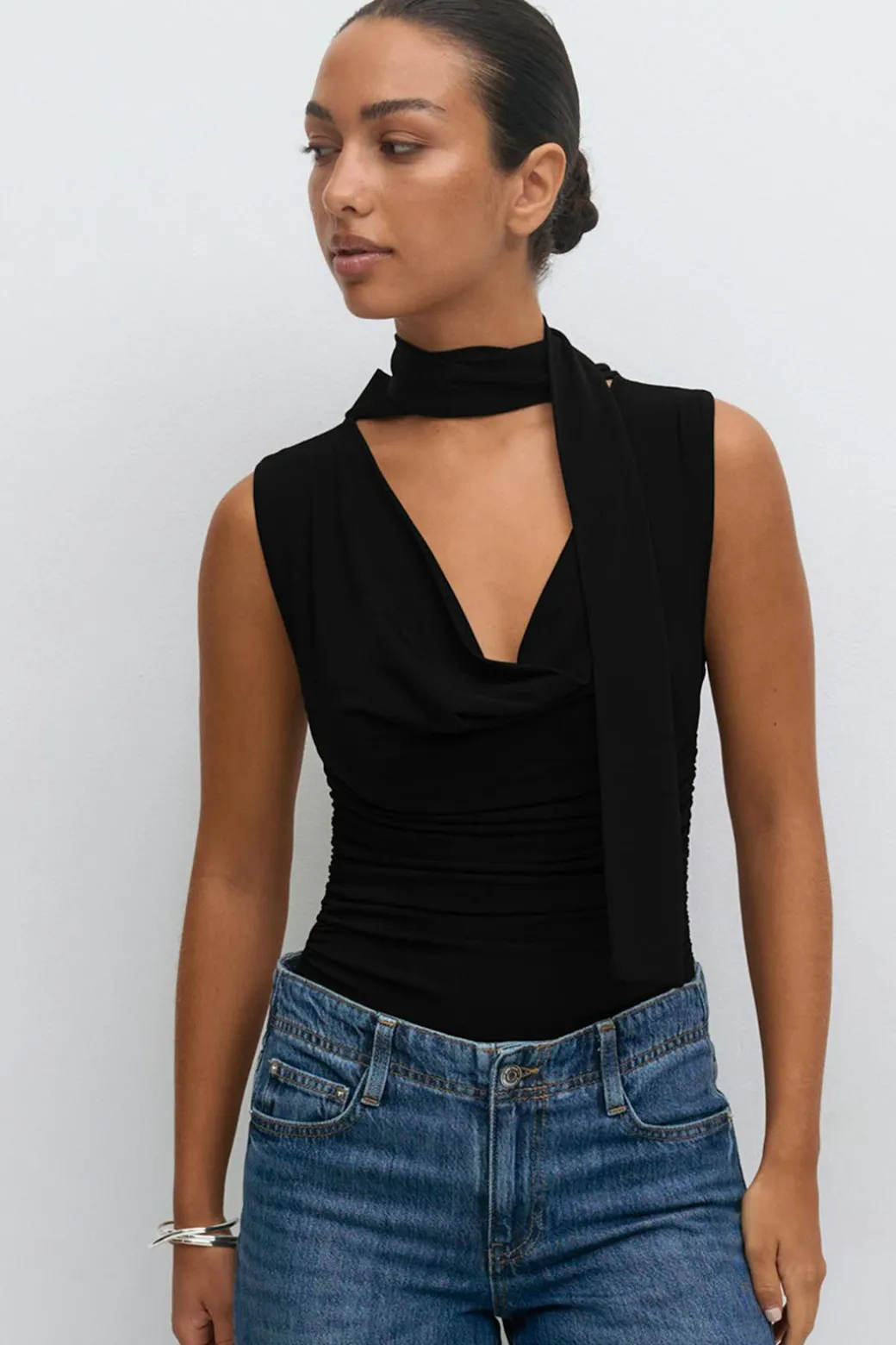 Cowlneck scarf top