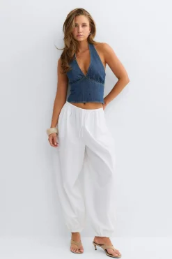 Denim halterneck top