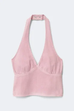 Denim halterneck top