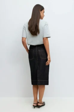 Denim pencil skirt