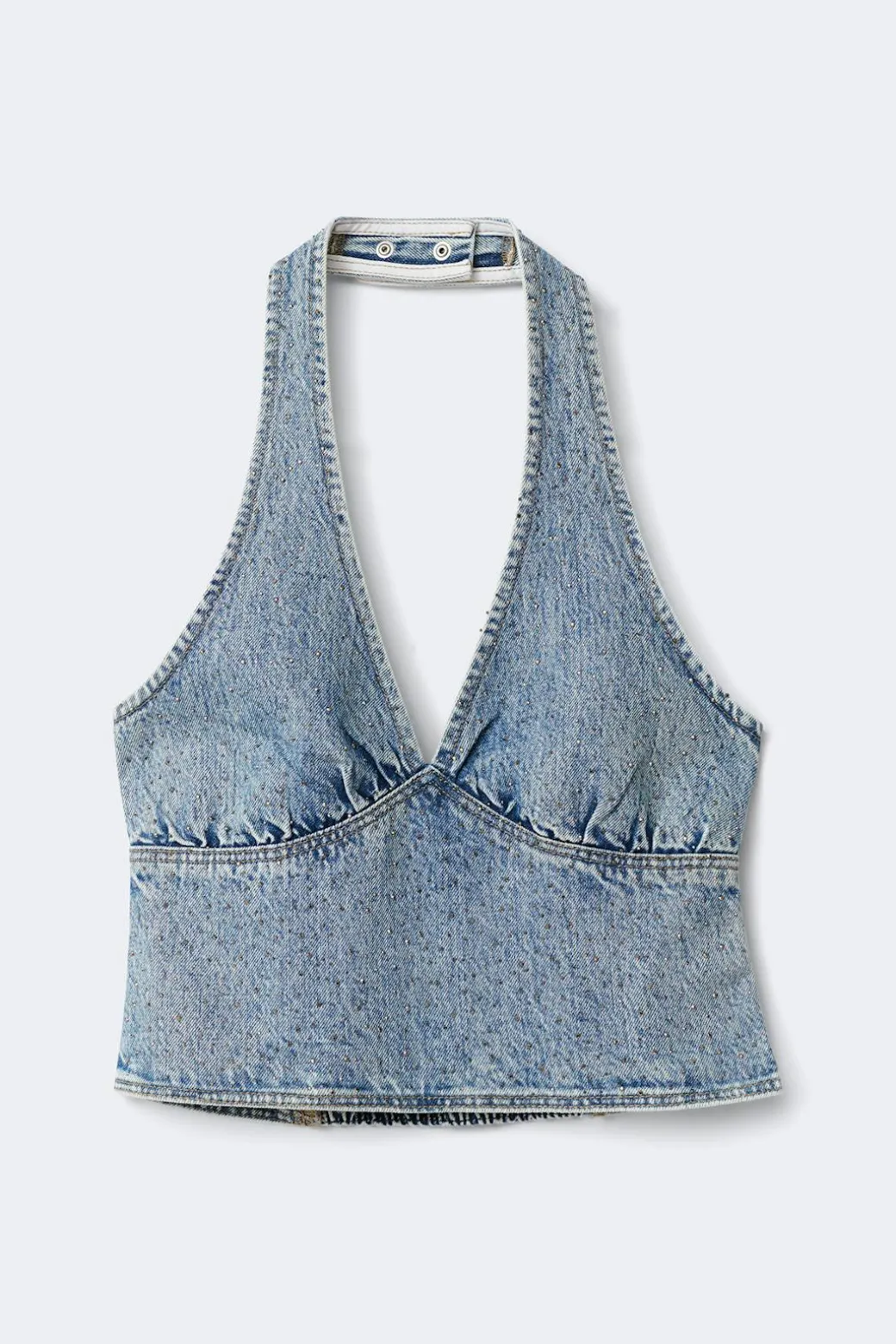 Denim rhinestone top