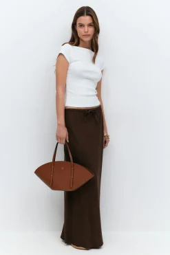 Drawstring maxi skirt