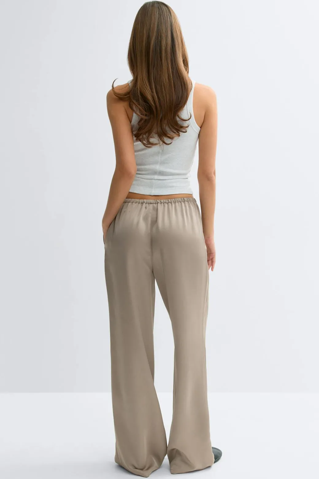 Drawstring satin trousers