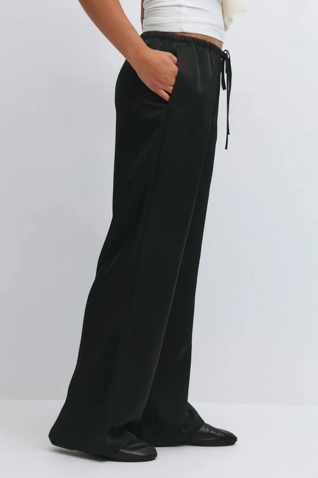 Drawstring satin trousers