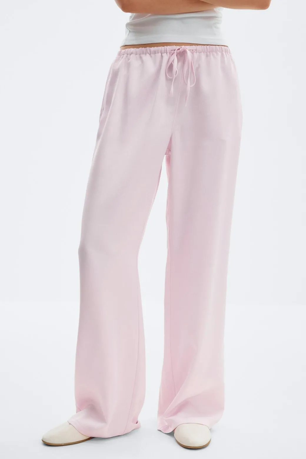 Drawstring satin trousers