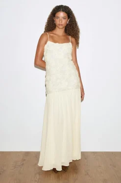 Embroidery dropped waist dress