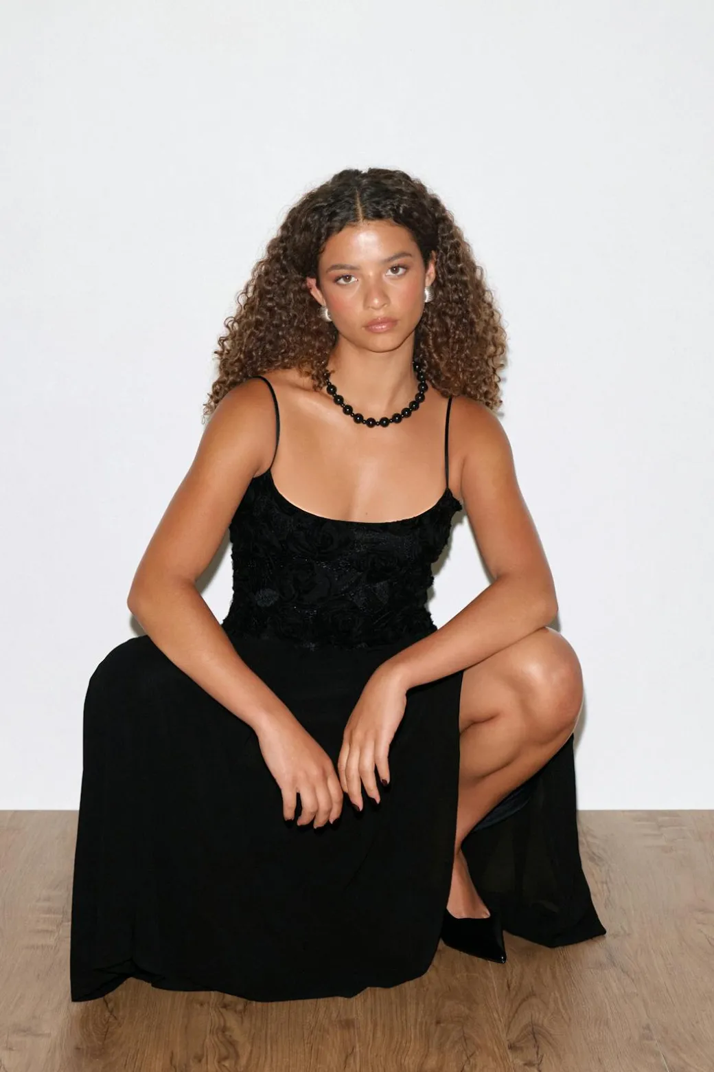 Embroidery dropped waist dress