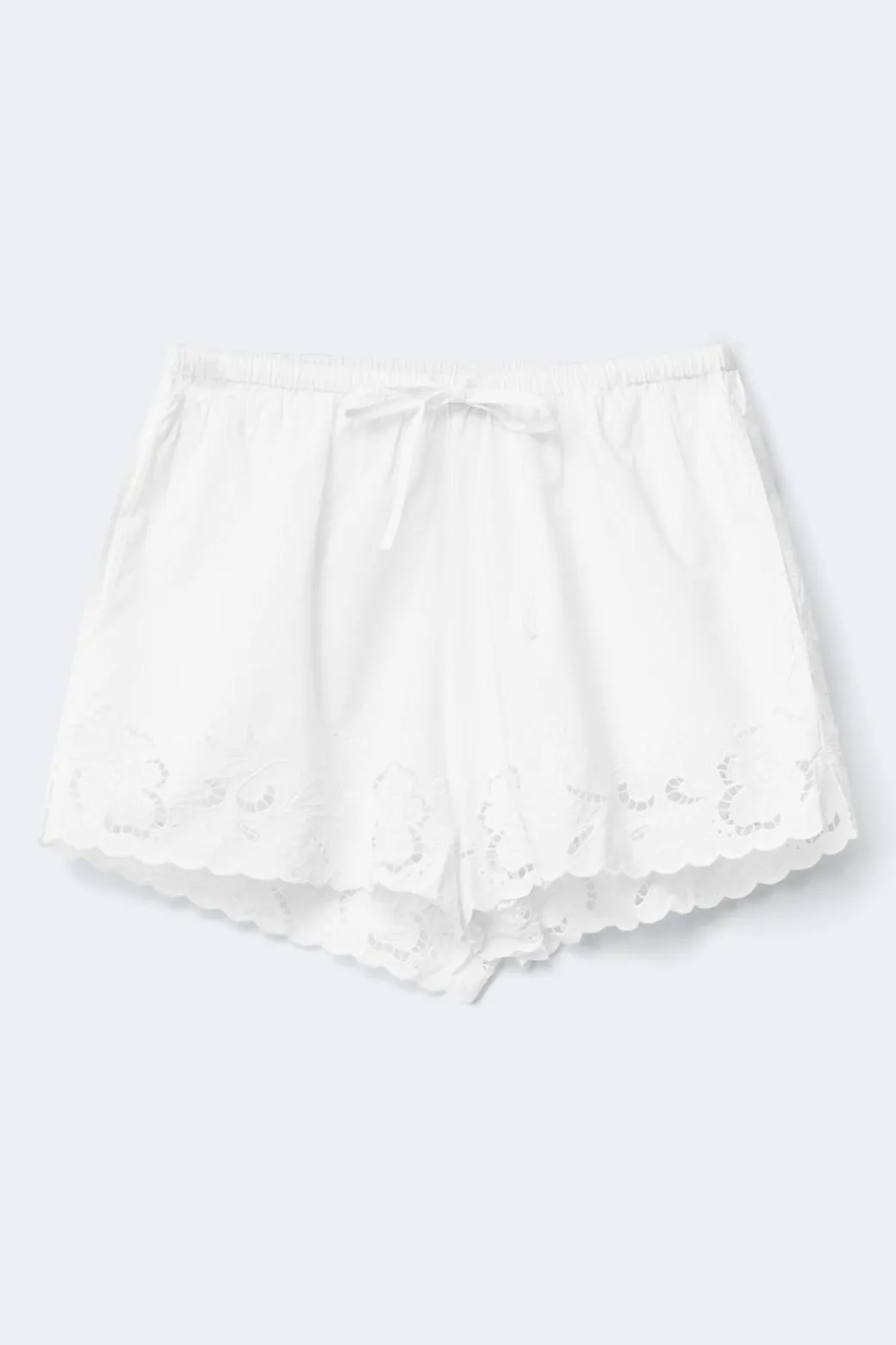 Embroidery poplin shorts