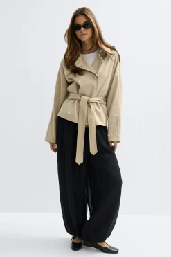 Faux suede belted jacket