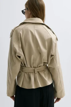 Faux suede belted jacket