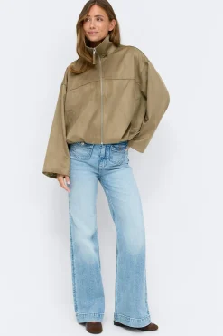 Faux suede high neck jacket