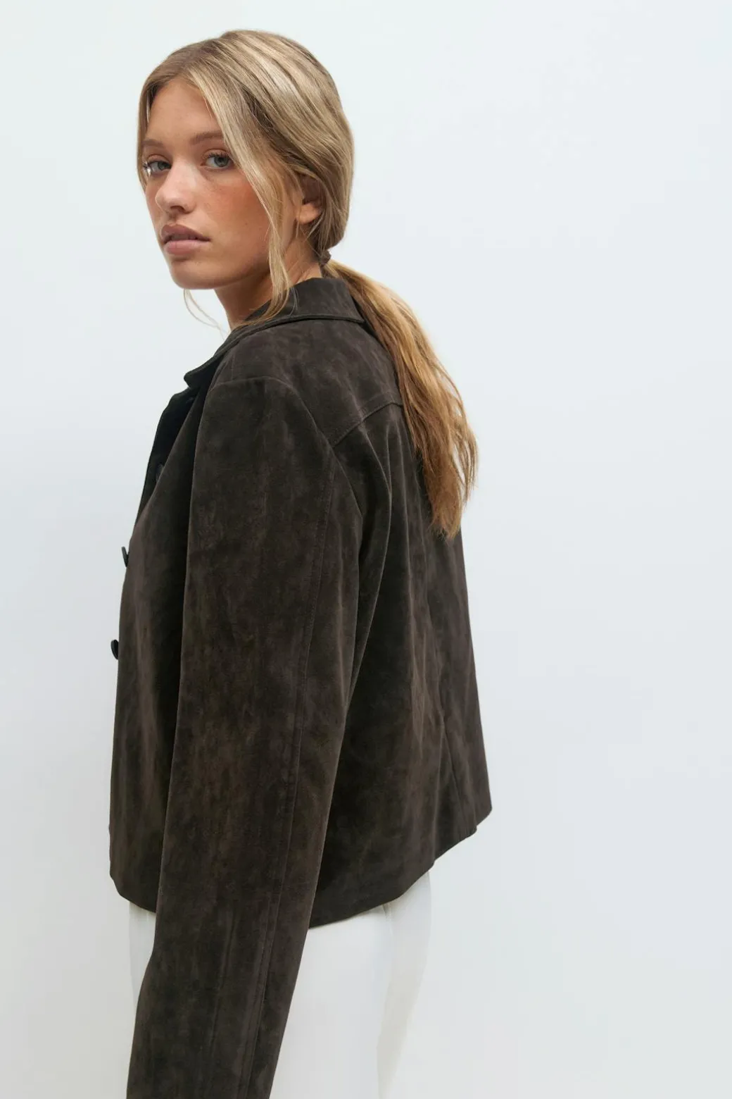 Faux suede short jacket