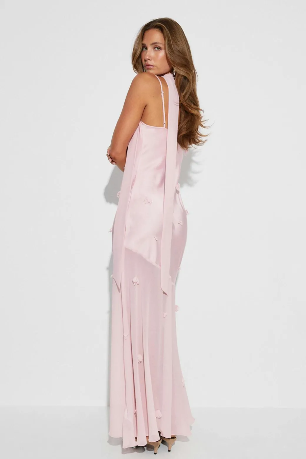 Floral maxi cowlneck dress