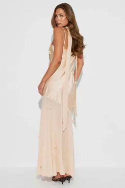 Floral maxi cowlneck dress