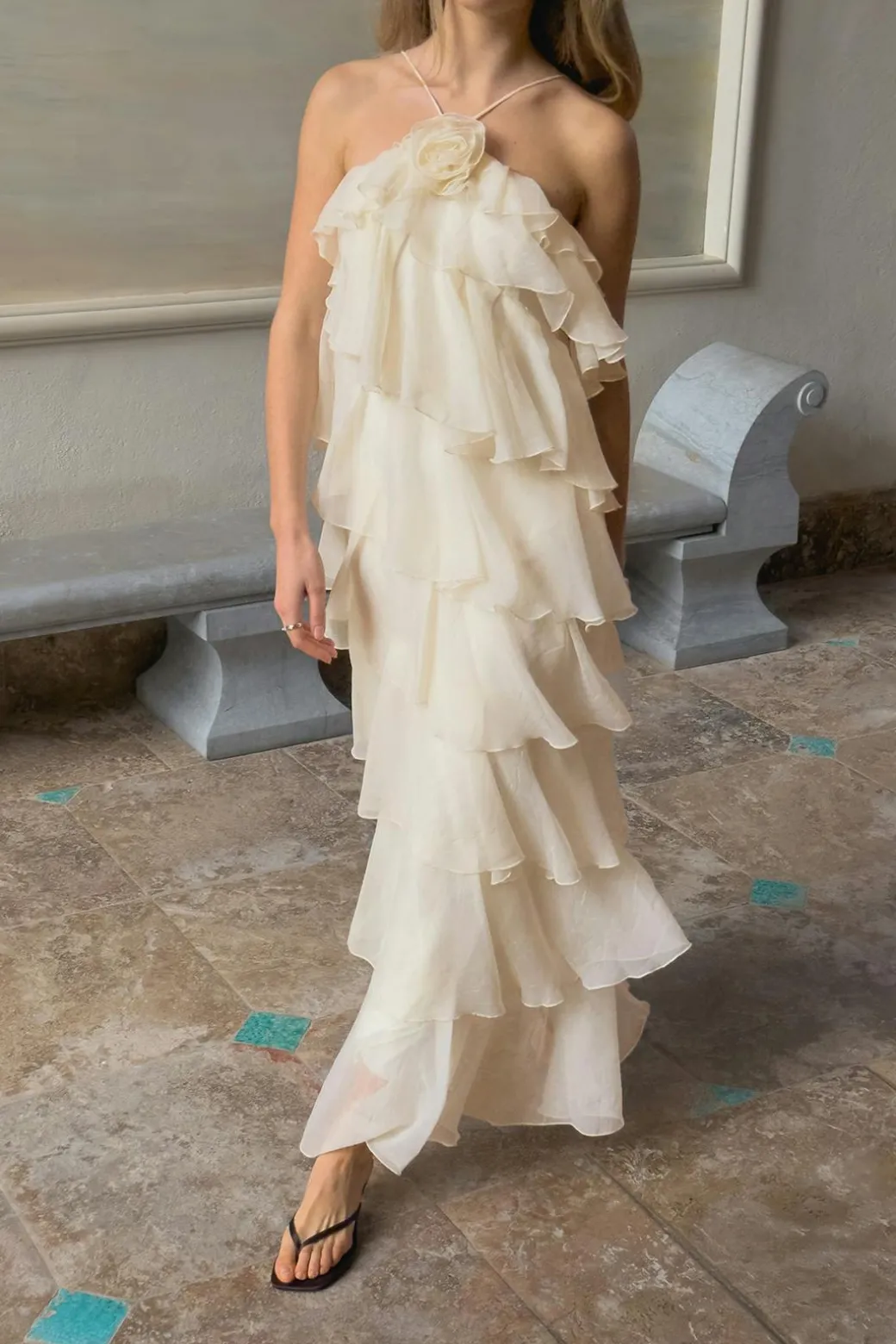Frill maxi dress