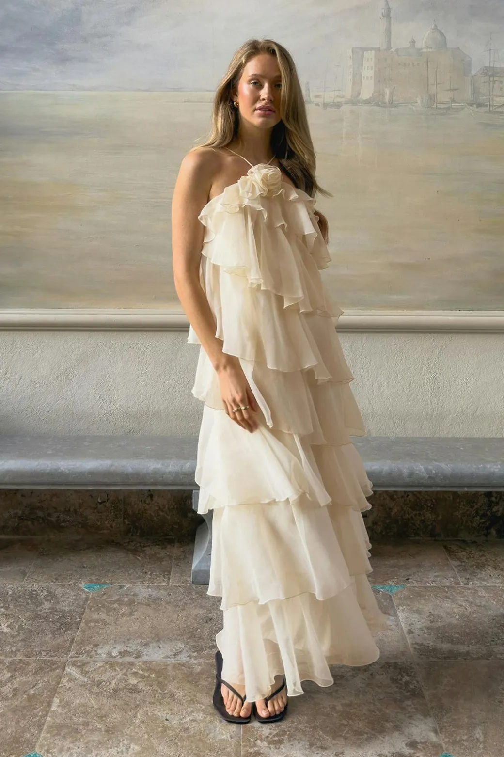 Frill maxi dress