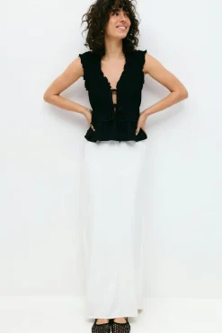 Frill tie front top