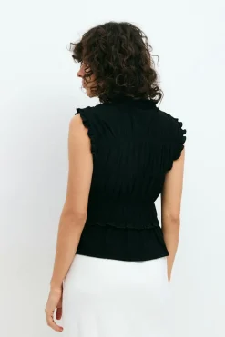 Frill tie front top