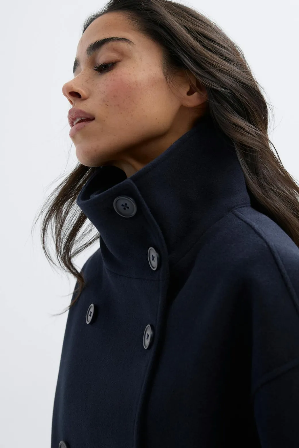 High neck short felt jacket
