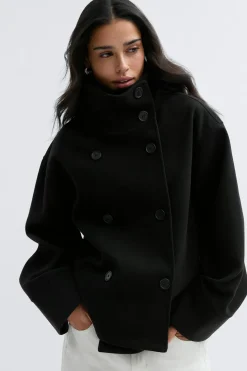 High neck short felt jacket