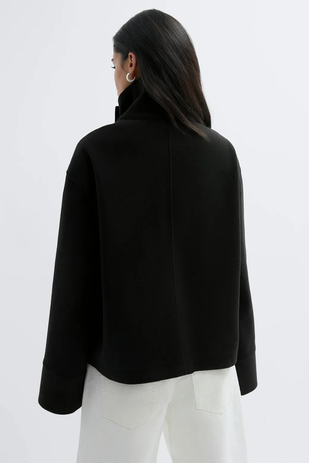 High neck short felt jacket