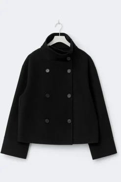 High neck short felt jacket