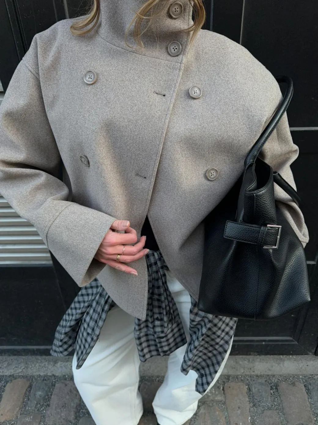 High neck short felt jacket