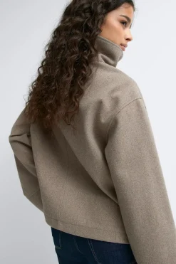 High neck short felt jacket