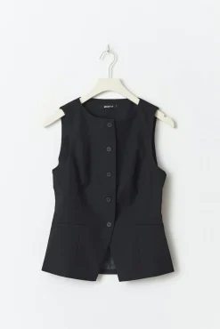 High neck suit vest