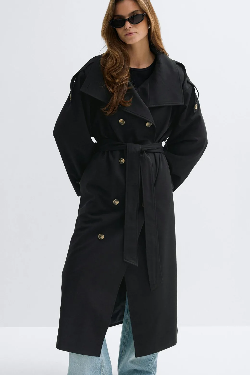 High neck trench coat