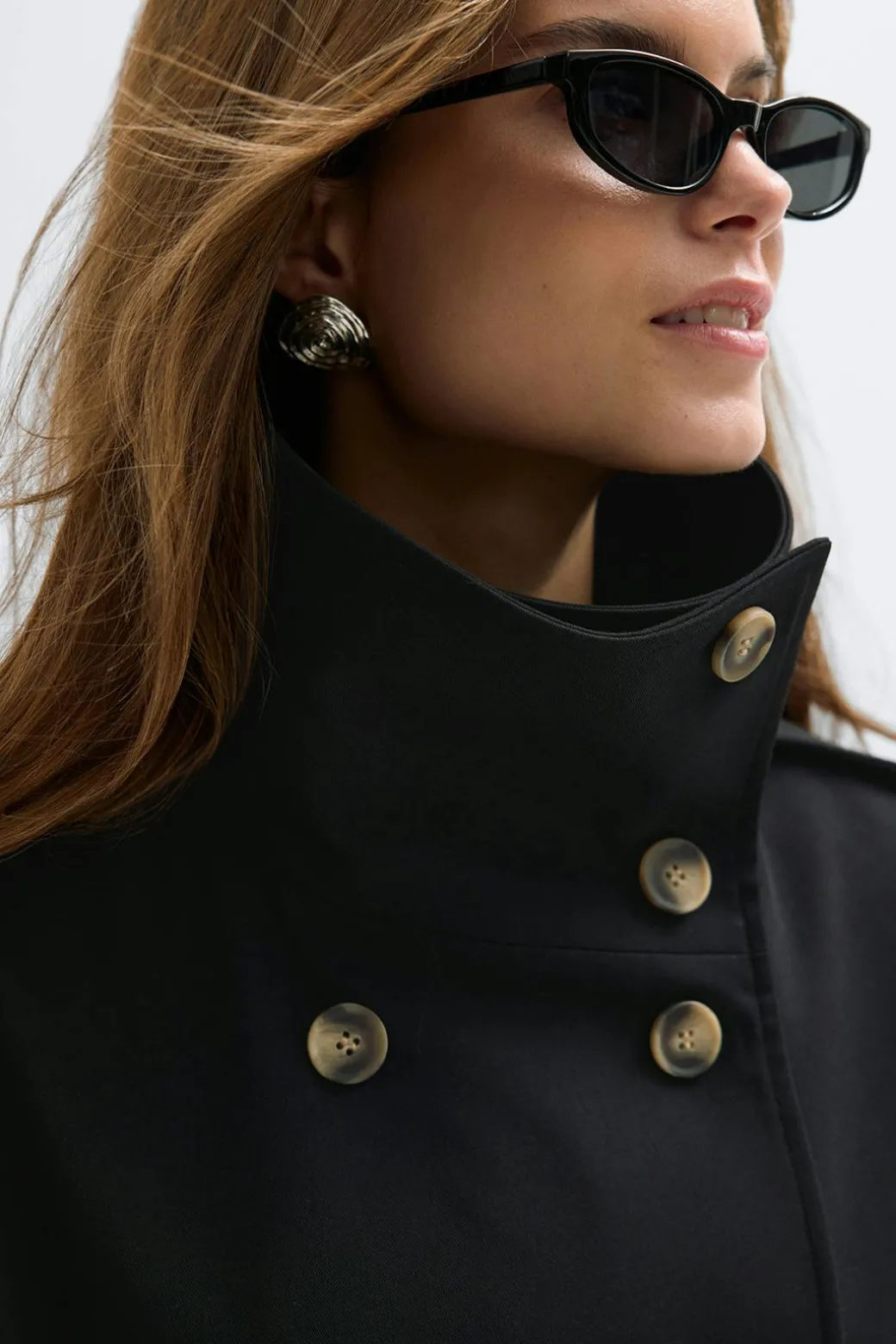 High neck trench coat