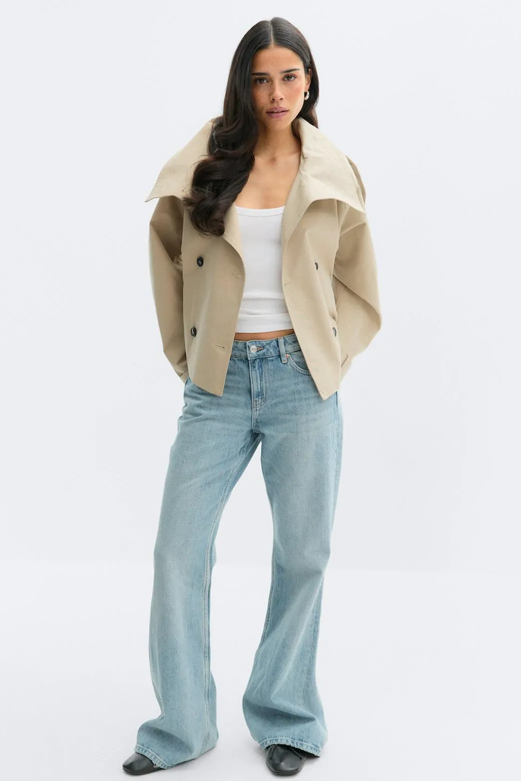 High neck trench jacket