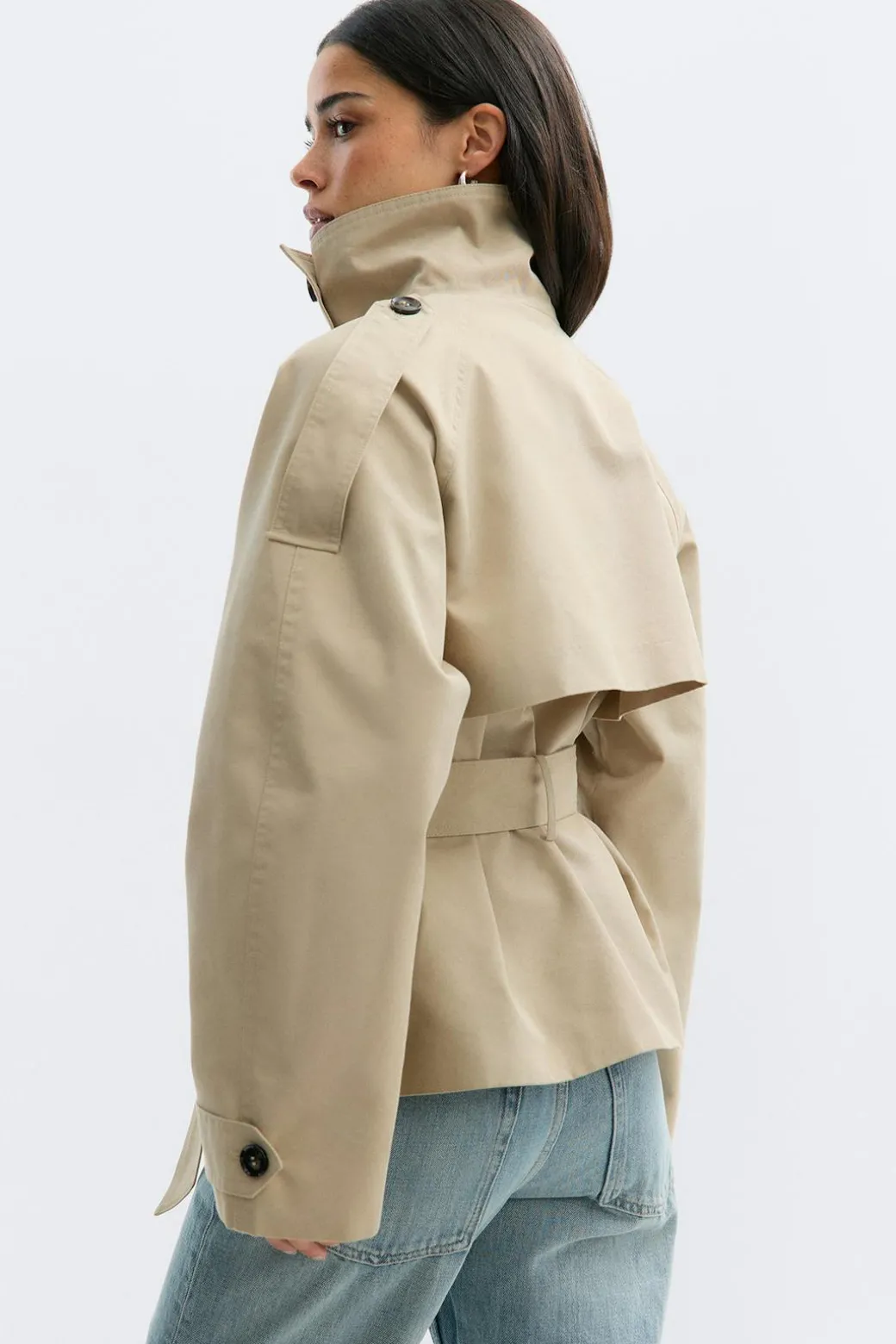 High neck trench jacket